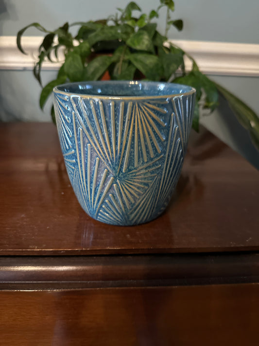 4" blue textured planter