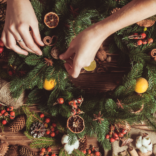 Fresh evergreen wreath making at Flannel On Main 12/4/24