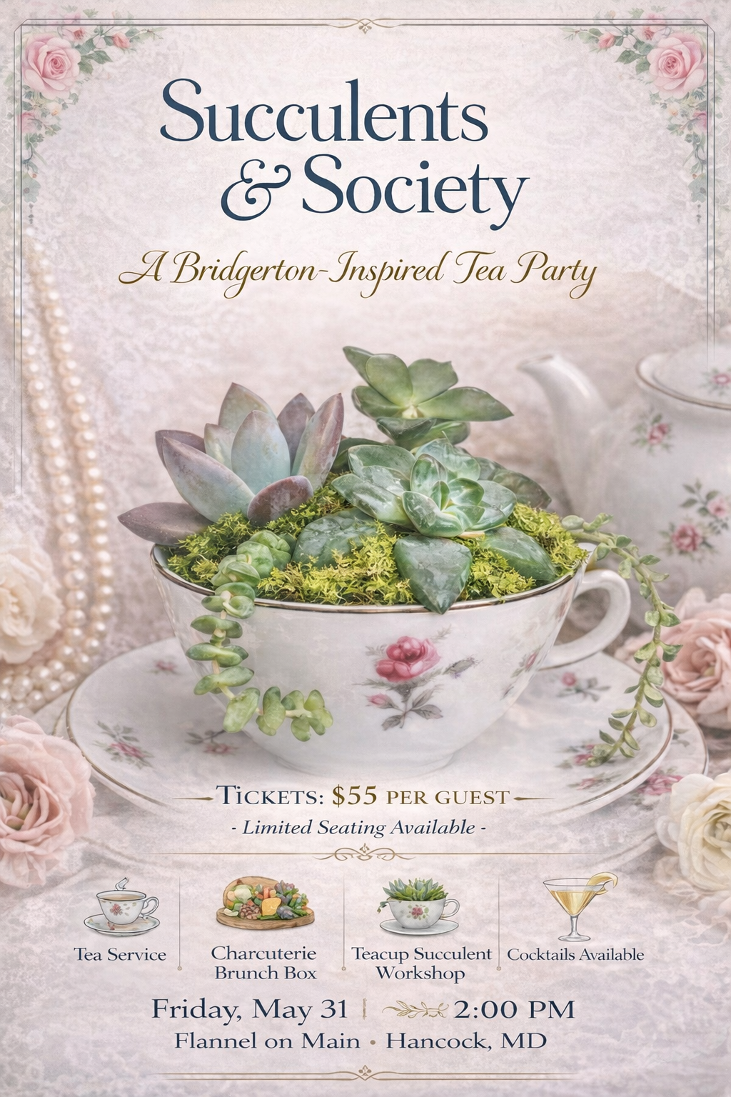 Succulents & Society: A Bridgerton inspired tea Party 5/31/26