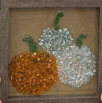Fall crushed glass art at Flannel on Main 9/18/25