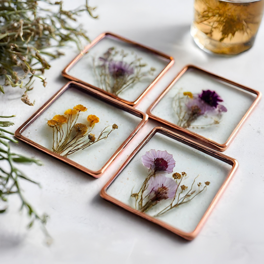 Dried Pressed Flower glass coasters 3/22/24 6pm