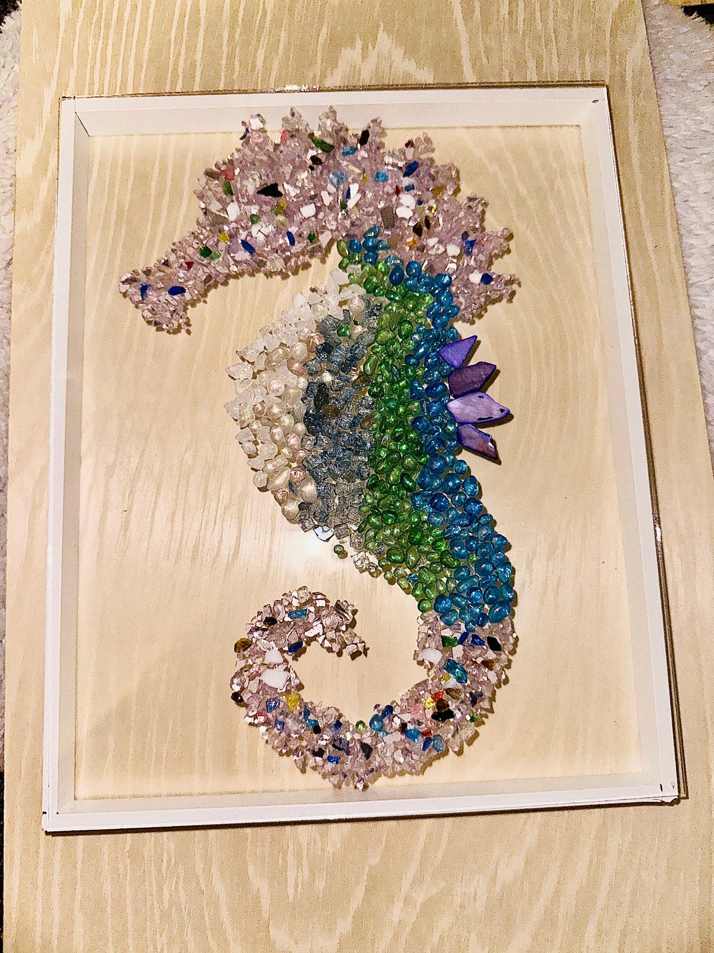 Tropical crushed glass art 8/1/25