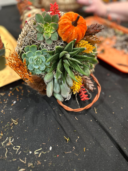 Pre-made succulent cornucopia