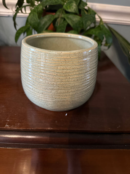4" light sage textured planter