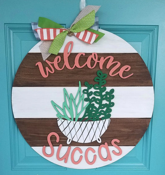 Wood Door Hanger: back 2 school, football or succulents